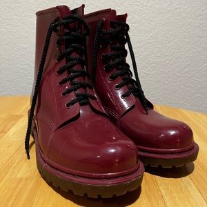 Burgundy Red Waterproof Lace Up Boots